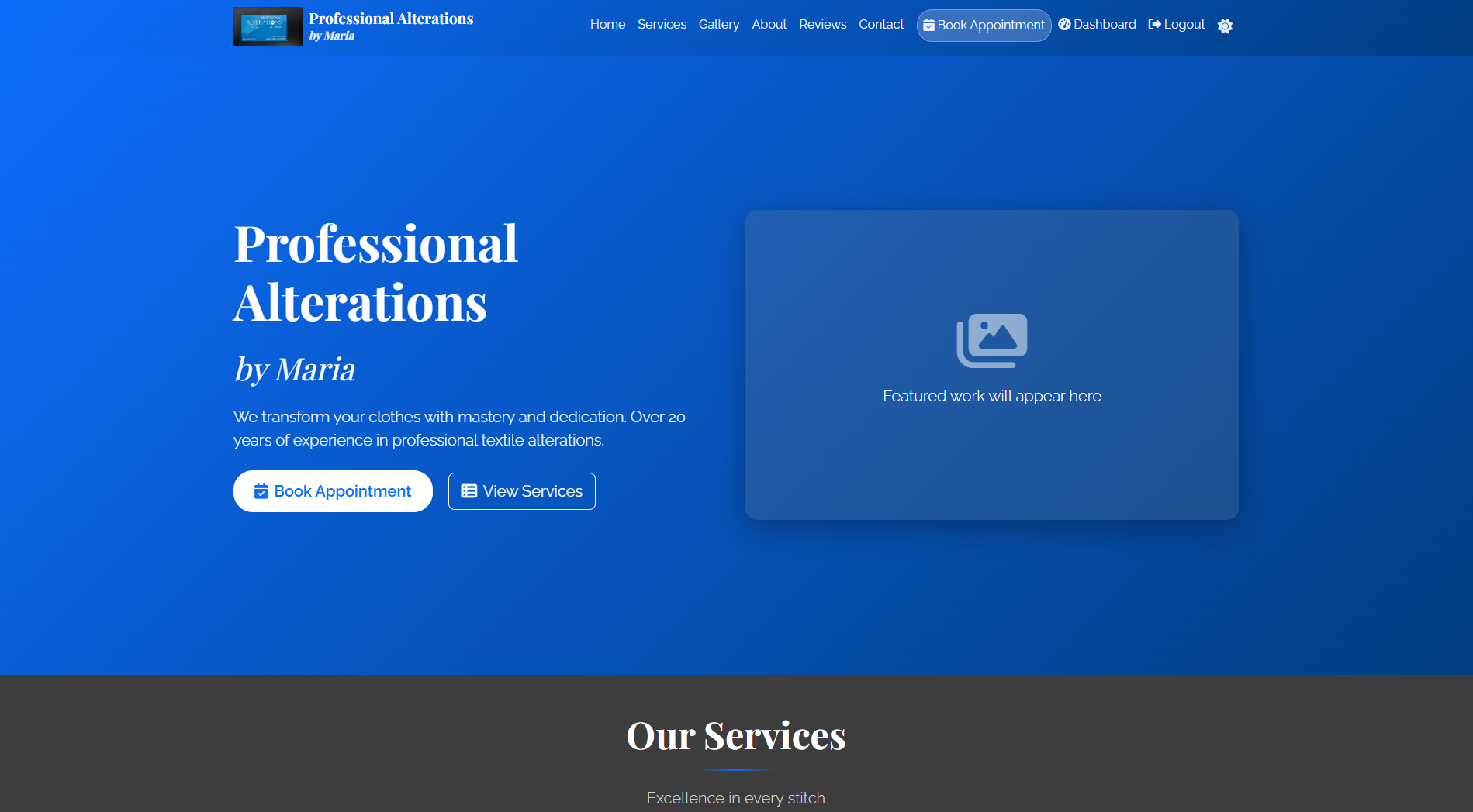 Professional Alterations by Maria - Dashboard